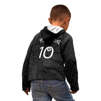 Aotearoa Volleyball Custom Kid Hoodie Silver Ferns and Maori Tribal Black LT03 - Polynesian Pride