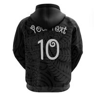 Aotearoa Volleyball Custom Zip Hoodie Silver Ferns and Maori Tribal Black LT03 - Polynesian Pride