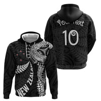 Aotearoa Volleyball Custom Zip Hoodie Silver Ferns and Maori Tribal Black LT03 - Polynesian Pride