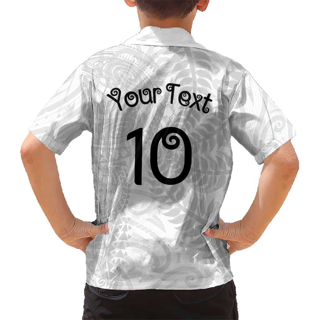 Aotearoa Volleyball Custom Kid Hawaiian Shirt Silver Ferns and Maori Tribal White LT03 - Polynesian Pride