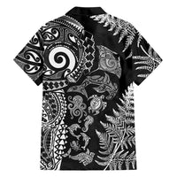New Zealand Sea Animals Family Matching Off Shoulder Maxi Dress and Hawaiian Shirt with Maori Koru Tribal Tattoo and Silver Ferns Black Color LT03 - Polynesian Pride