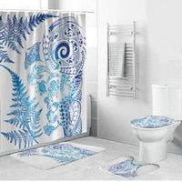 New Zealand Sea Animals Bathroom Set with Maori Koru Tribal Tattoo and Silver Ferns Galaxy Style