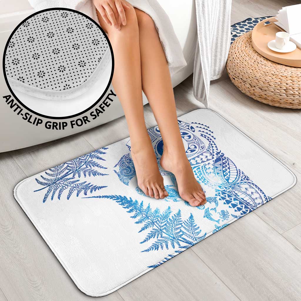 New Zealand Sea Animals Bathroom Set with Maori Koru Tribal Tattoo and Silver Ferns Galaxy Style