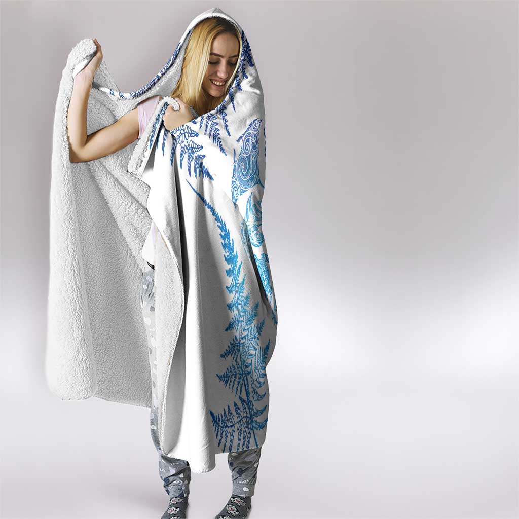New Zealand Sea Animals Hooded Blanket with Maori Koru Tribal Tattoo and Silver Ferns Galaxy Style
