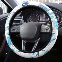 New Zealand Sea Animals Steering Wheel Cover with Maori Koru Tribal Tattoo and Silver Ferns Galaxy Style
