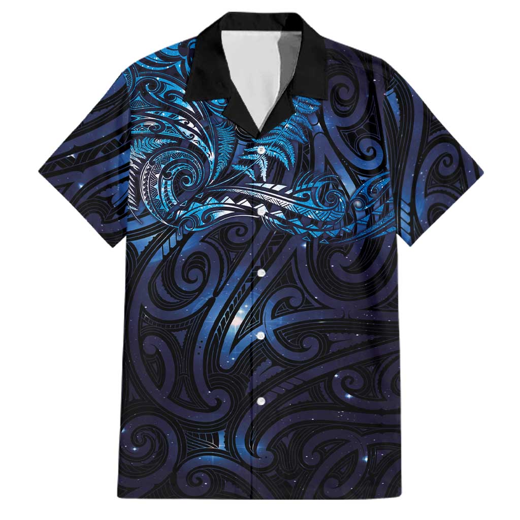 New Zealand New Year-Matariki Family Matching Off Shoulder Maxi Dress and Hawaiian Shirt Aotearoa Maori Tattoo Galaxy Sky LT03 Dad's Shirt - Short Sleeve Multicolor - Polynesian Pride