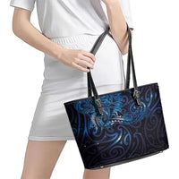 New Zealand New Year-Matariki Leather Tote Bag Aotearoa Maori Tattoo Galaxy Sky LT03 - Polynesian Pride