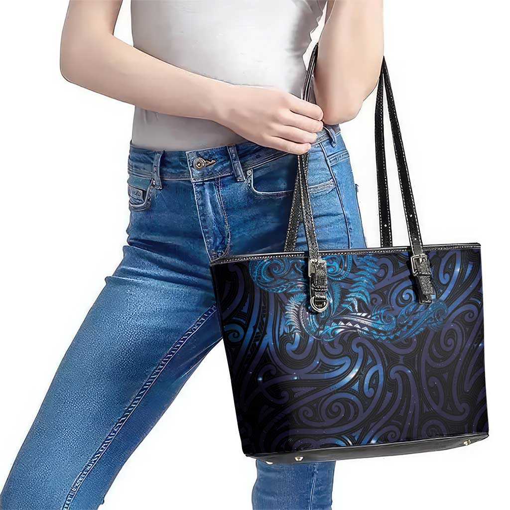 New Zealand New Year-Matariki Leather Tote Bag Aotearoa Maori Tattoo Galaxy Sky LT03 - Polynesian Pride