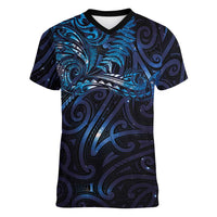 New Zealand New Year-Matariki Women V-Neck T-Shirt Aotearoa Maori Tattoo Galaxy Sky