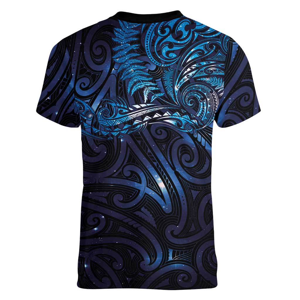New Zealand New Year-Matariki Women V-Neck T-Shirt Aotearoa Maori Tattoo Galaxy Sky
