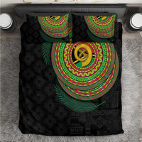 Vanuatu Tribal Tattoo with Namele Leaves Bedding Set LT03 Black - Polynesian Pride