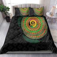 Vanuatu Tribal Tattoo with Namele Leaves Bedding Set LT03 - Polynesian Pride