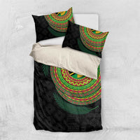 Vanuatu Tribal Tattoo with Namele Leaves Bedding Set LT03 US Twin 172cm x 218cm Black - Polynesian Pride