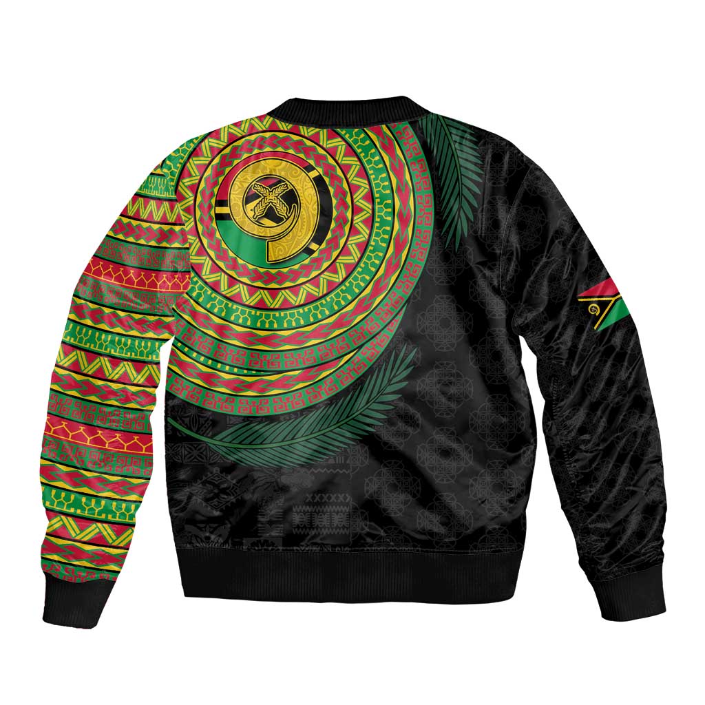Vanuatu Tribal Tattoo with Namele Leaves Bomber Jacket