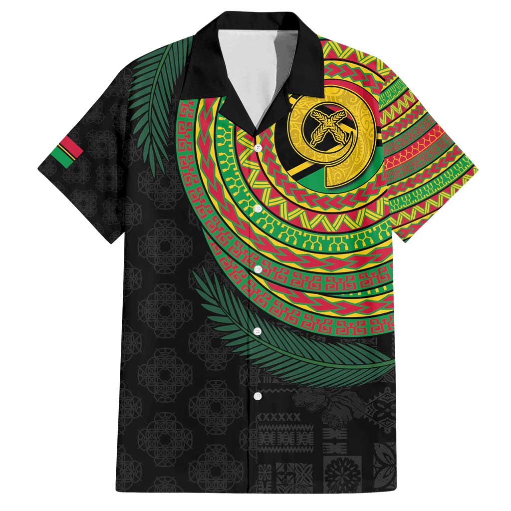 Vanuatu Tribal Tattoo with Namele Leaves Family Matching Long Sleeve Bodycon Dress and Hawaiian Shirt