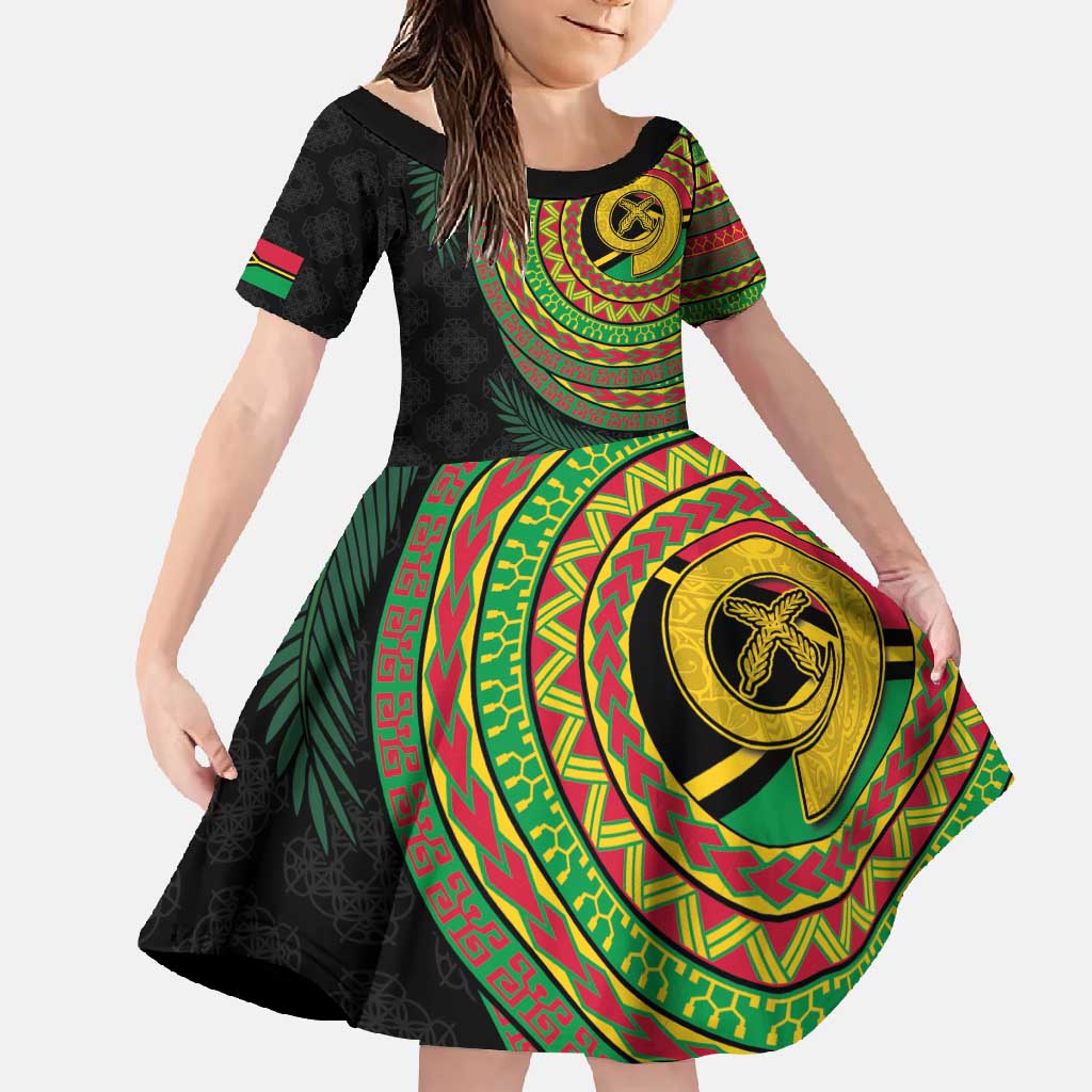 Vanuatu Tribal Tattoo with Namele Leaves Family Matching Summer Maxi Dress and Hawaiian Shirt