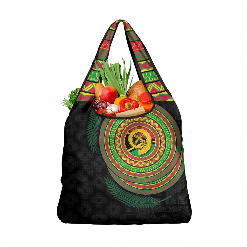 Vanuatu Tribal Tattoo with Namele Leaves Grocery Bag