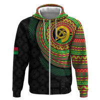 Vanuatu Tribal Tattoo with Namele Leaves Hoodie LT03 Zip Hoodie Black - Polynesian Pride