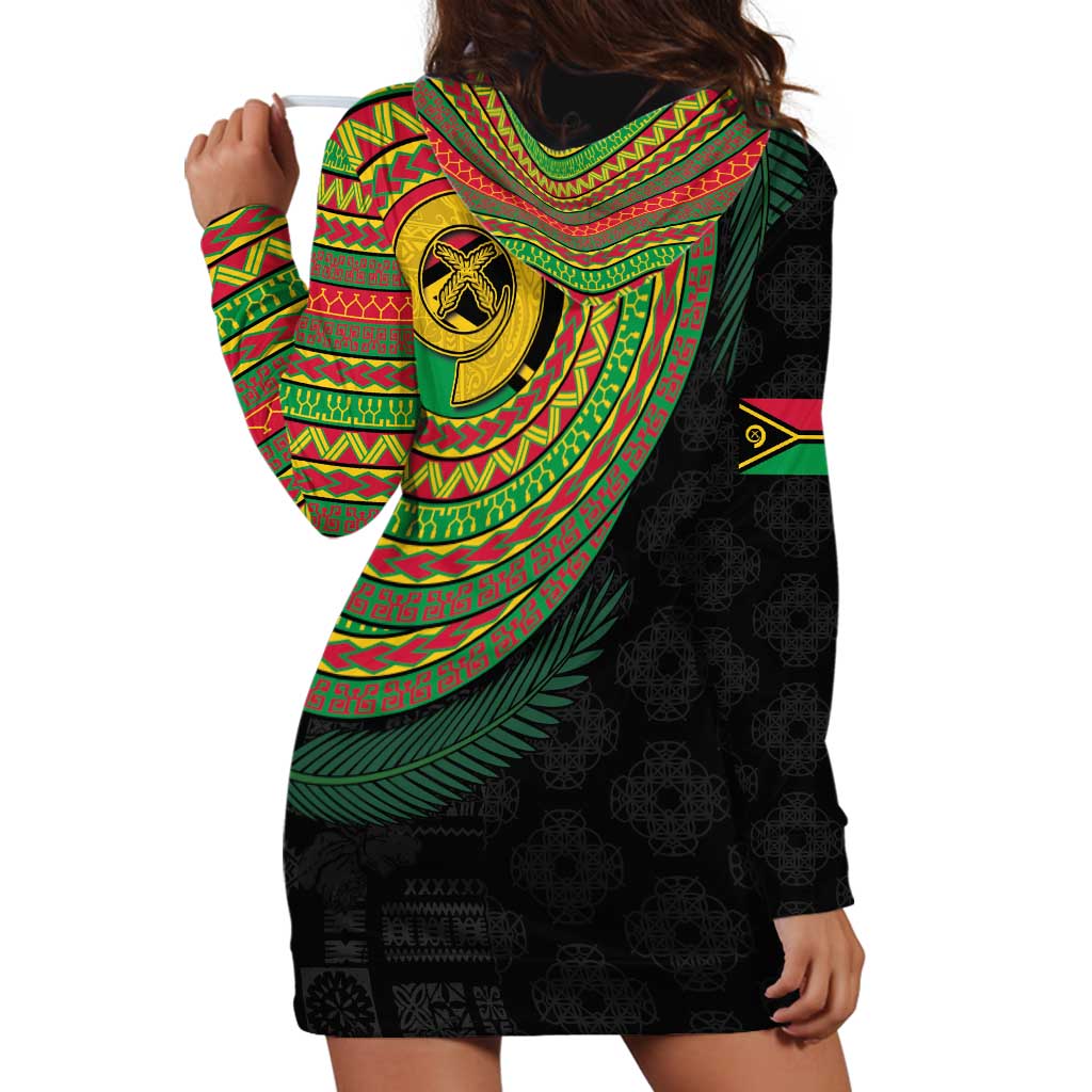Vanuatu Tribal Tattoo with Namele Leaves Hoodie Dress