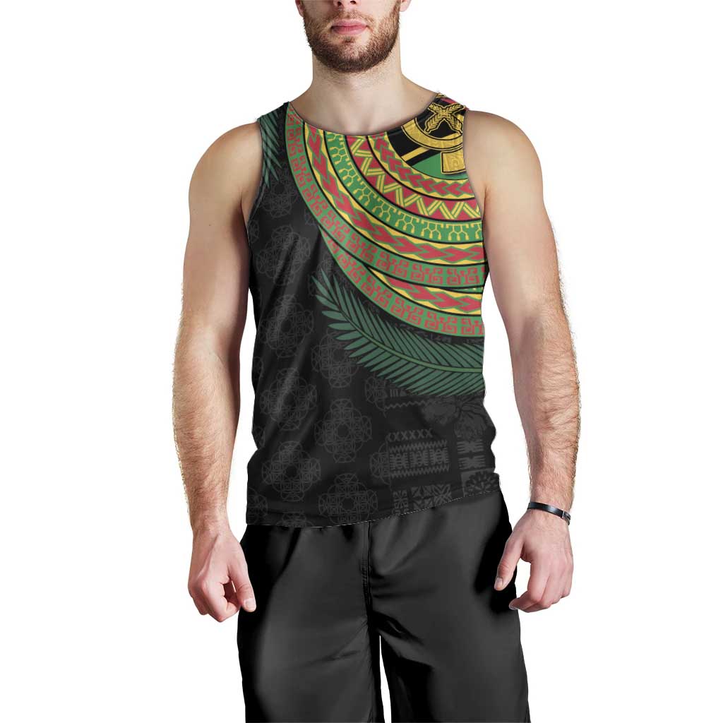 Vanuatu Tribal Tattoo with Namele Leaves Men Tank Top