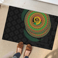 Vanuatu Tribal Tattoo with Namele Leaves Rubber Doormat