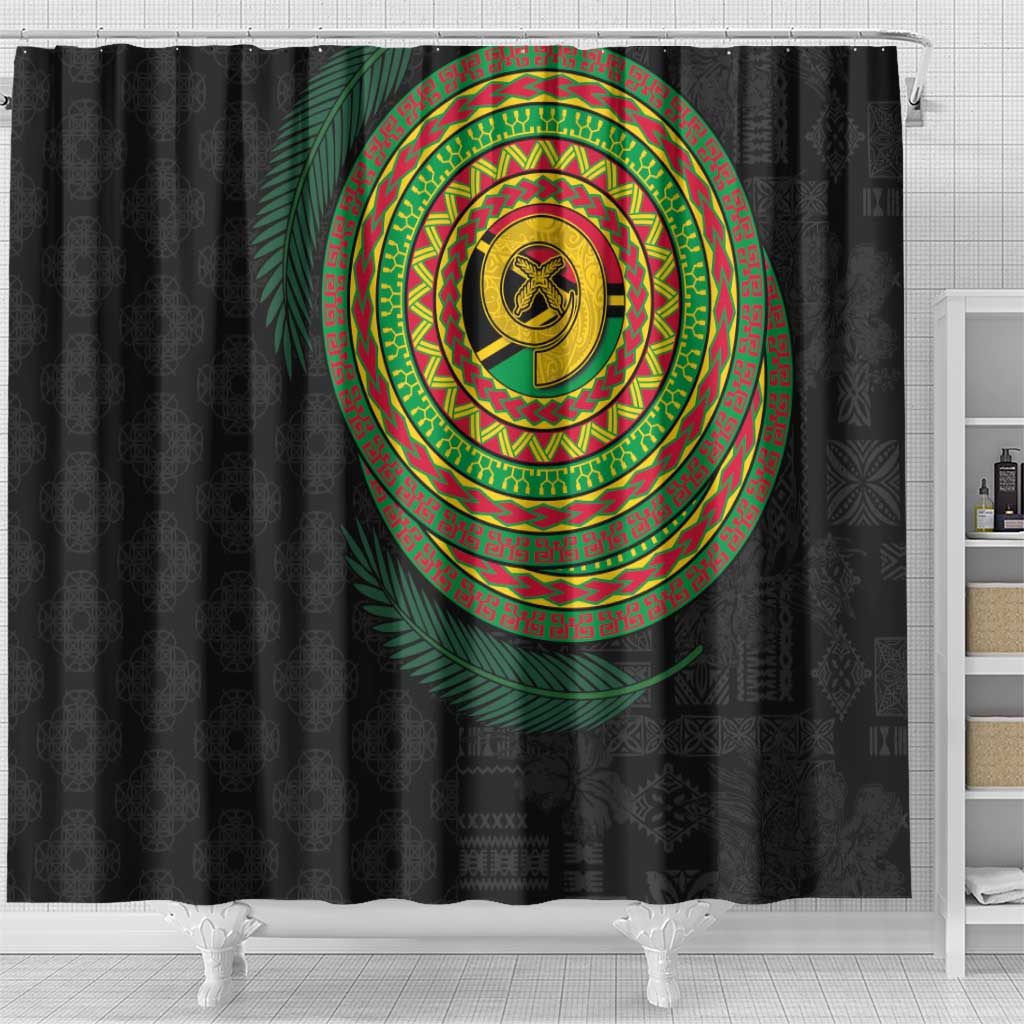 Vanuatu Tribal Tattoo with Namele Leaves Shower Curtain