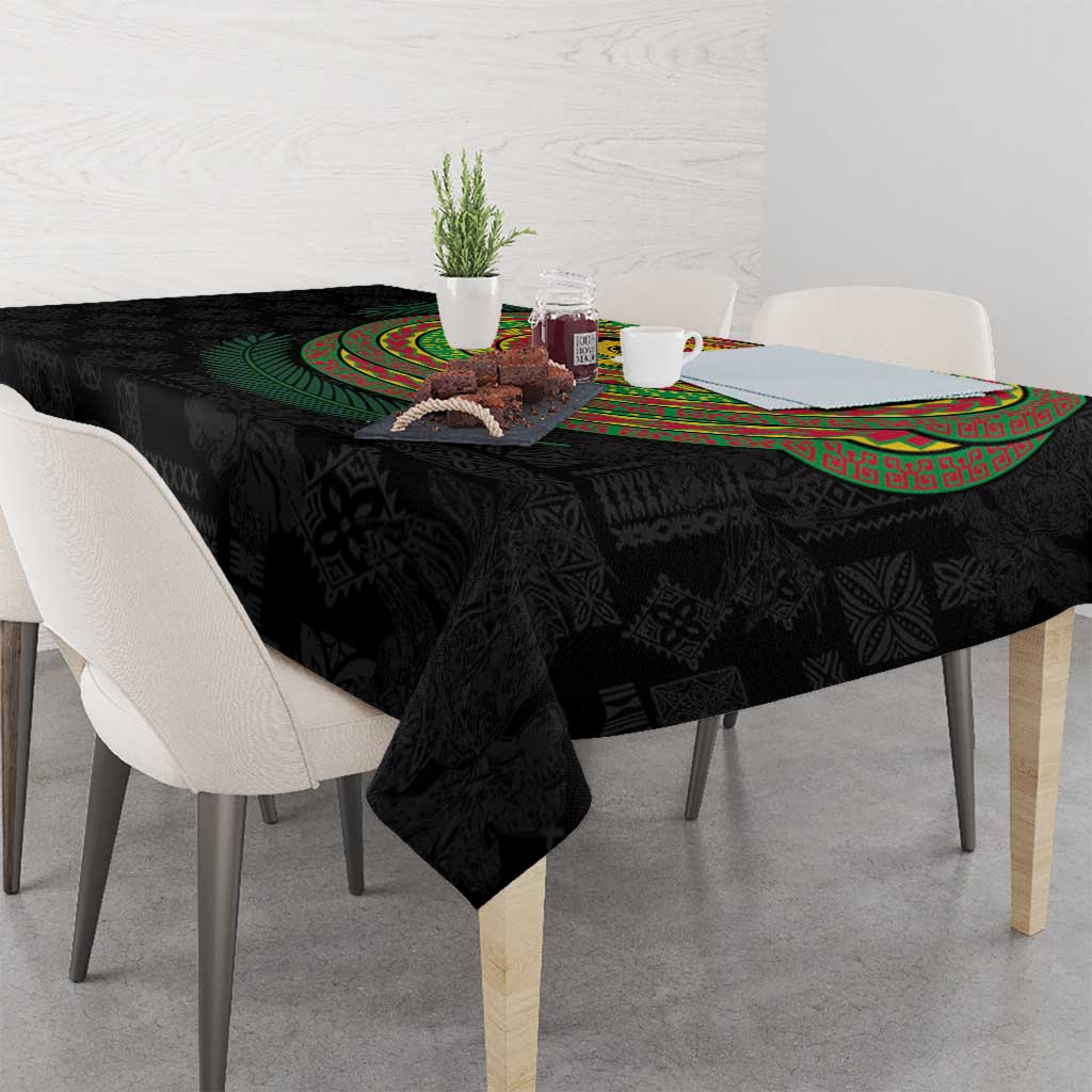 Vanuatu Tribal Tattoo with Namele Leaves Tablecloth LT03 - Polynesian Pride