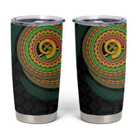 Vanuatu Tribal Tattoo with Namele Leaves Tumbler Cup LT03 Black - Polynesian Pride