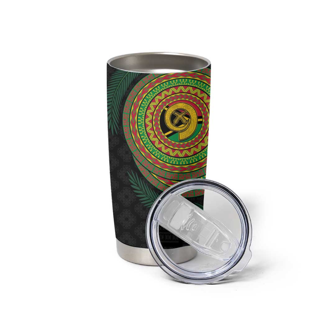 Vanuatu Tribal Tattoo with Namele Leaves Tumbler Cup LT03 - Polynesian Pride