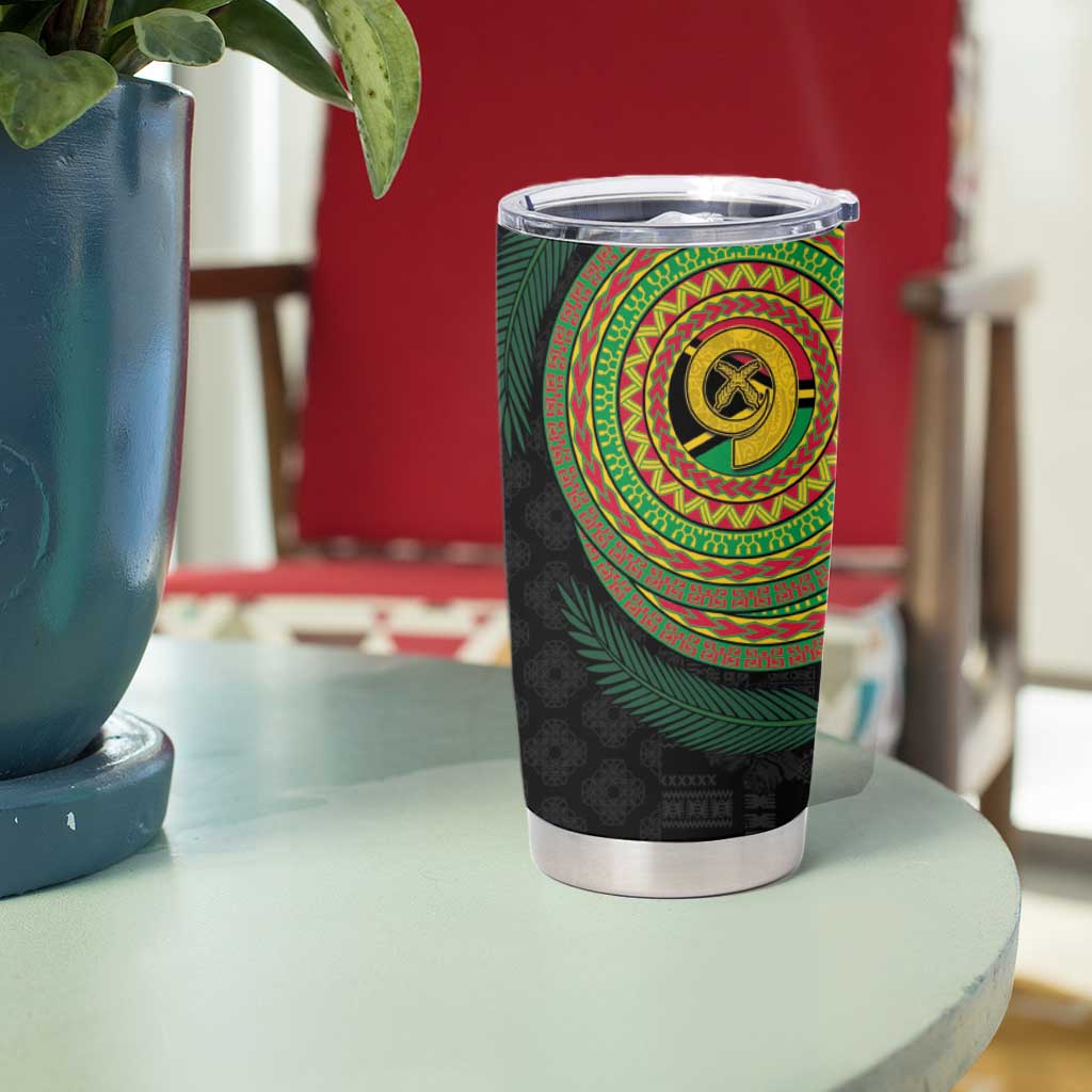 Vanuatu Tribal Tattoo with Namele Leaves Tumbler Cup LT03 - Polynesian Pride