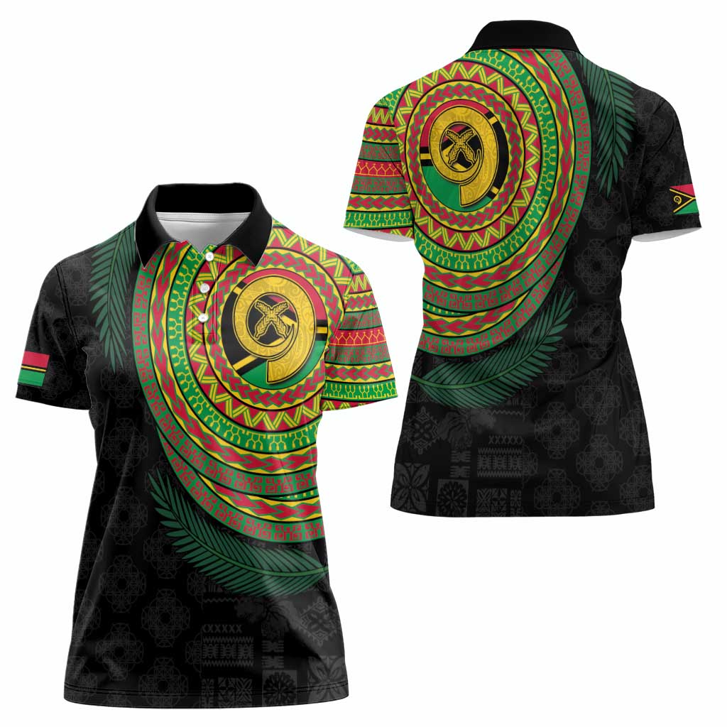 Vanuatu Tribal Tattoo with Namele Leaves Women Polo Shirt