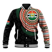 Penama Tribal Tattoo with Namele Leaves Baseball Jacket LT03 Unisex Black - Polynesian Pride
