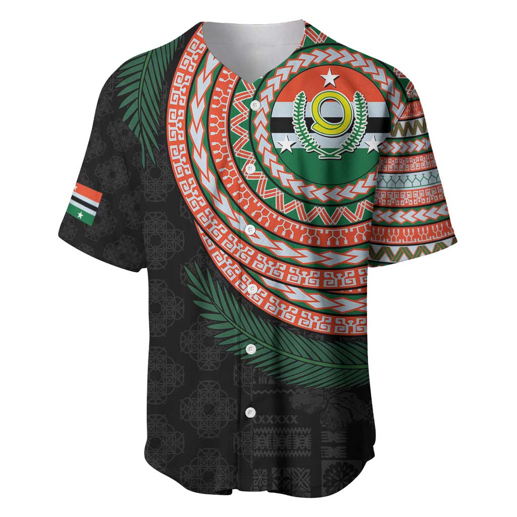 Penama Tribal Tattoo with Namele Leaves Baseball Jersey LT03 Black - Polynesian Pride