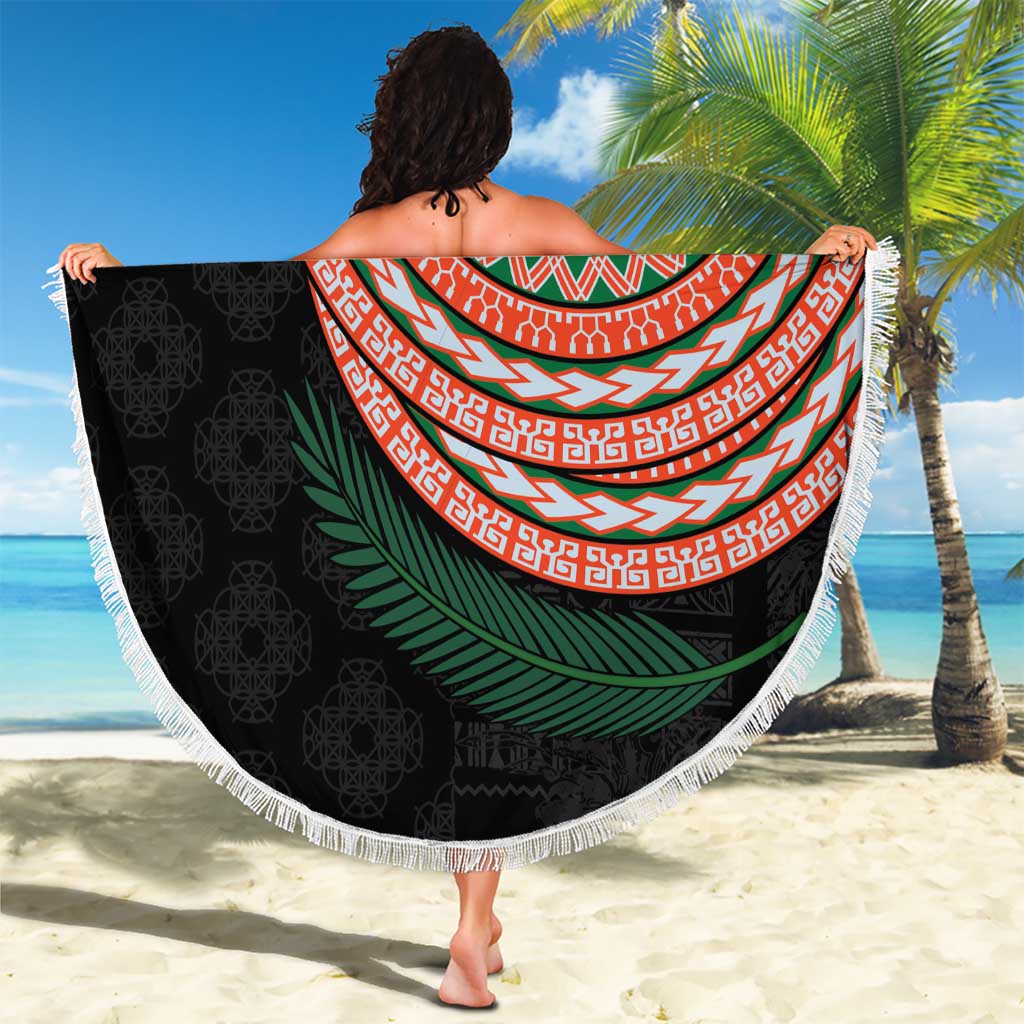 Penama Tribal Tattoo with Namele Leaves Beach Blanket