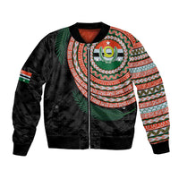 Penama Tribal Tattoo with Namele Leaves Bomber Jacket LT03 Unisex Black - Polynesian Pride