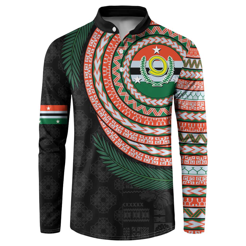 Penama Tribal Tattoo with Namele Leaves Button Sweatshirt LT03 Black - Polynesian Pride
