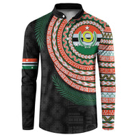 Penama Tribal Tattoo with Namele Leaves Button Sweatshirt LT03 Black - Polynesian Pride