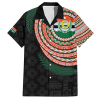 Penama Tribal Tattoo with Namele Leaves Family Matching Long Sleeve Bodycon Dress and Hawaiian Shirt LT03 Dad's Shirt - Short Sleeve Black - Polynesian Pride