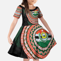 Penama Tribal Tattoo with Namele Leaves Family Matching Off Shoulder Maxi Dress and Hawaiian Shirt