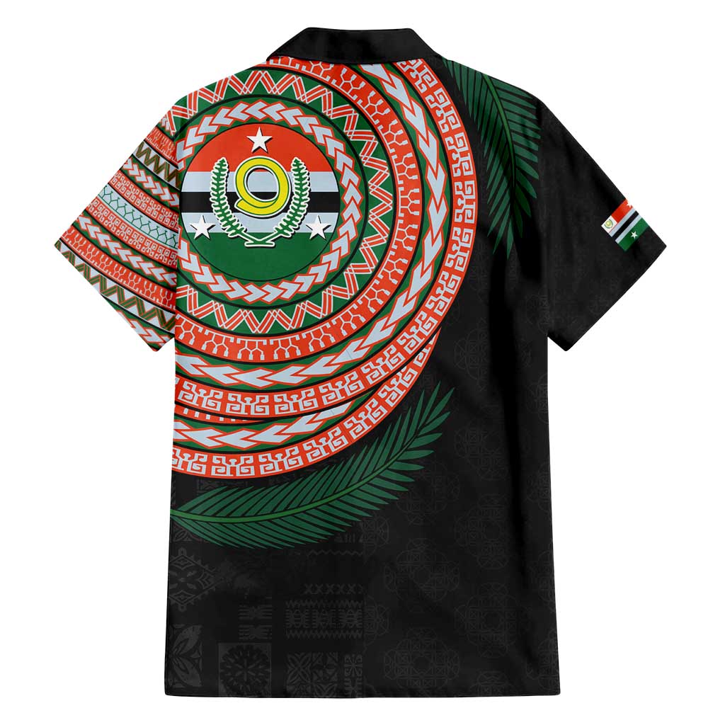 Penama Tribal Tattoo with Namele Leaves Family Matching Off Shoulder Maxi Dress and Hawaiian Shirt