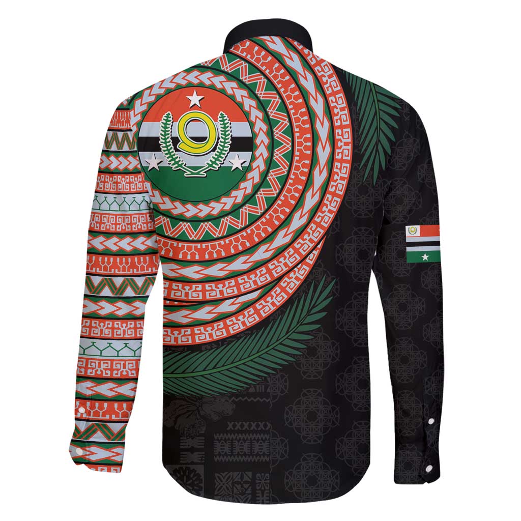 Penama Tribal Tattoo with Namele Leaves Family Matching Off Shoulder Short Dress and Hawaiian Shirt