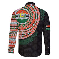 Penama Tribal Tattoo with Namele Leaves Family Matching Off Shoulder Short Dress and Hawaiian Shirt