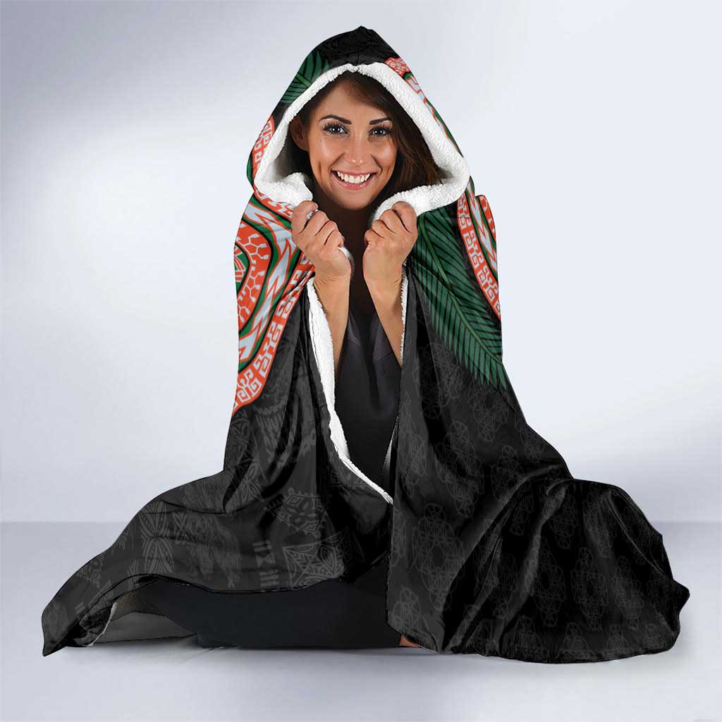 Penama Tribal Tattoo with Namele Leaves Hooded Blanket