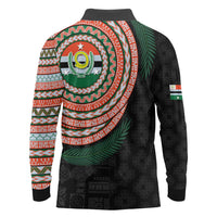 Penama Tribal Tattoo with Namele Leaves Long Sleeve Polo Shirt LT03 - Polynesian Pride
