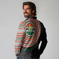 Penama Tribal Tattoo with Namele Leaves Long Sleeve Polo Shirt LT03 - Polynesian Pride