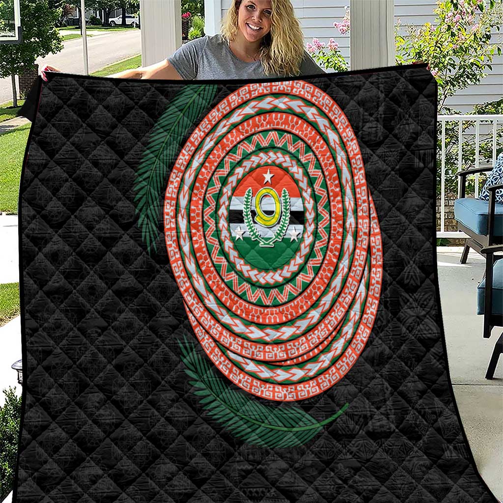 Penama Tribal Tattoo with Namele Leaves Quilt LT03 Black - Polynesian Pride