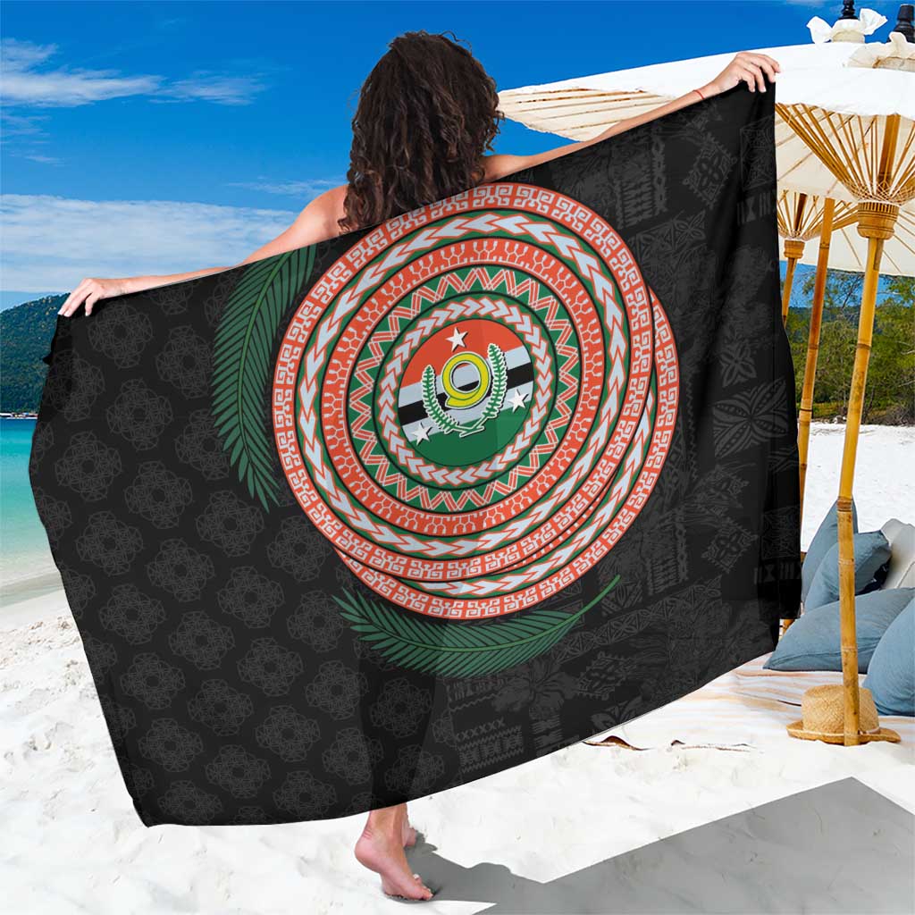 Penama Tribal Tattoo with Namele Leaves Sarong LT03 One Size 44 x 66 inches Black - Polynesian Pride