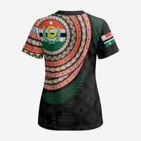 Penama Tribal Tattoo with Namele Leaves Scrub Top - Polynesian Pride