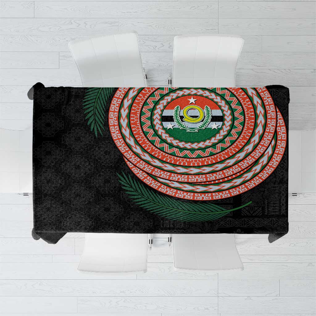 Penama Tribal Tattoo with Namele Leaves Tablecloth LT03 Black - Polynesian Pride