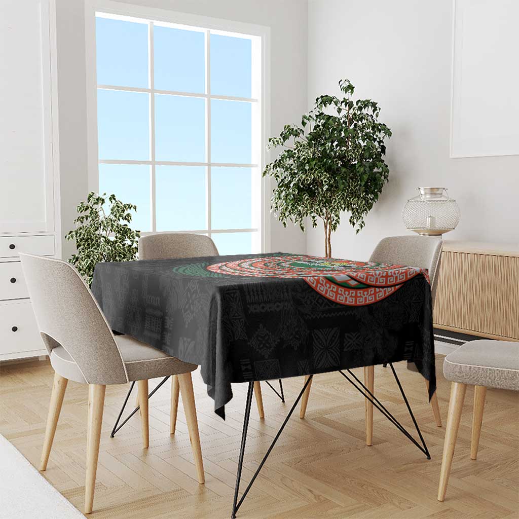 Penama Tribal Tattoo with Namele Leaves Tablecloth LT03 - Polynesian Pride